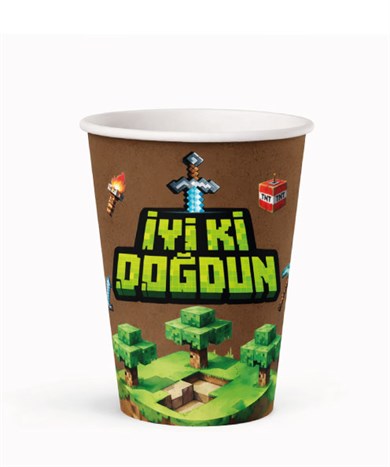 BARDAK PİXEL TEMALI 8 OZ 8 ADET