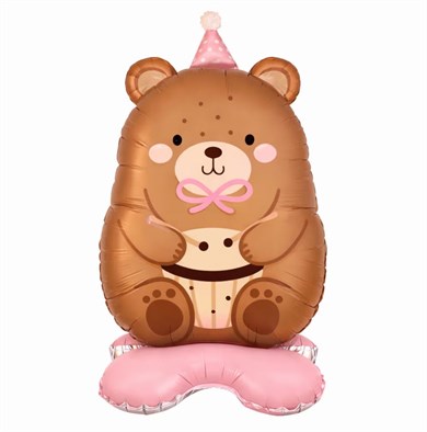 AYAKLI PEMBE AYI FOLYO BALON 1132 60 X 37 CM