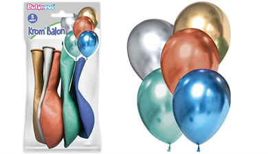 KROM BALON KARIŞIK RENKLER 5 ADET BALONEVİ