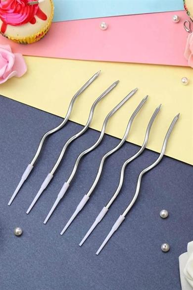 ERT-MUM-108 GÜMÜŞ RENK SPİRAL MUM 6 ADET