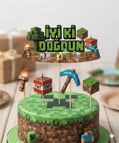 MINECRAFT TEMALI ÖZEL TASARIM KÜRDAN SET 5 ADET BRS