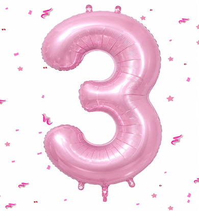 3 PEMBE 34 INCH FOLYO BALON ŞEKER PEMBESİ