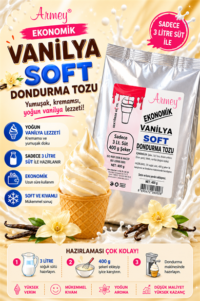ARMEY ARO EKONOMİK SOFT VANİLYA DONDURMA TOZU 500 GR