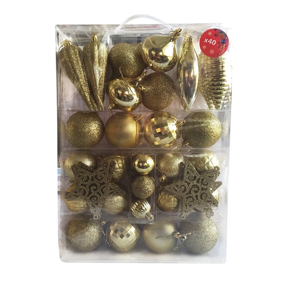  ASORTİ YILBAŞI AĞAÇ SÜSLEME SETİ 40 PARÇA LV200029 -GOLD-