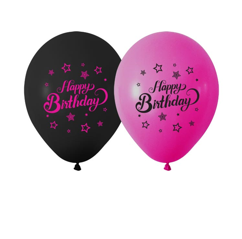  BALON PINK STARS HAPPY BIRTHDAY BASKILI 10 LU