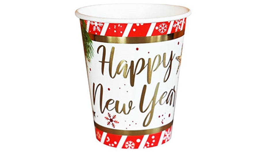  BARDAK HAPPY NEW YEAR VARAK BASKILI 220/240 CC 6 ADET YILBAŞI