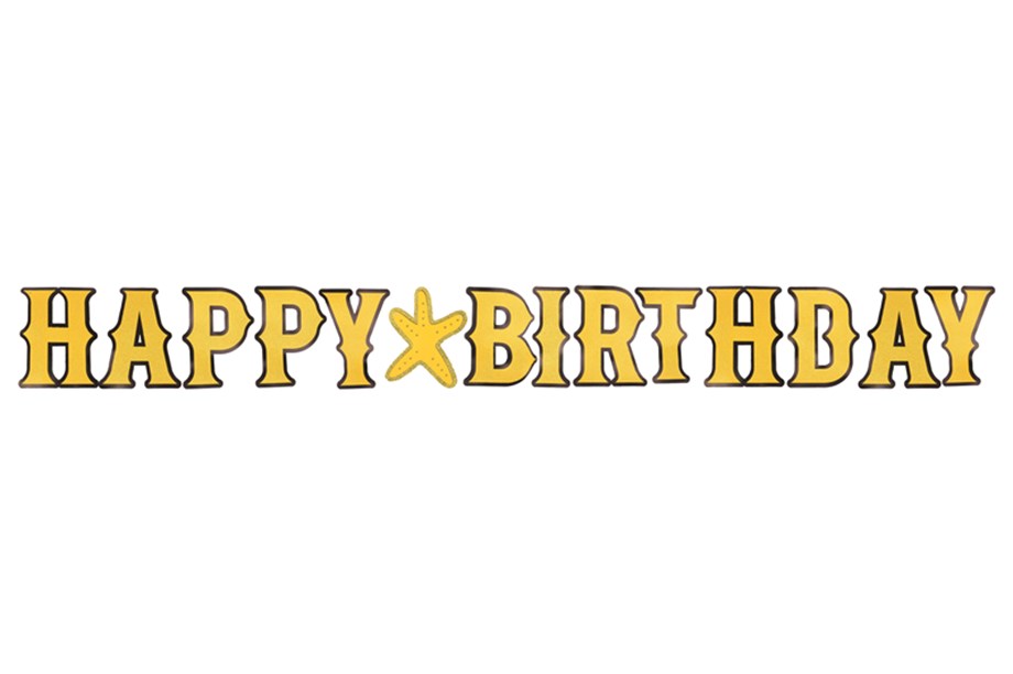  BNR-37 HAPPY BIRTHDAY HARF AFİŞ -SİMLİ SİYAH SARI