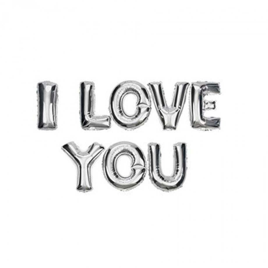  FOLYO BALON 18 INCH I LOVE YOU SET GÜMÜŞ YAZI