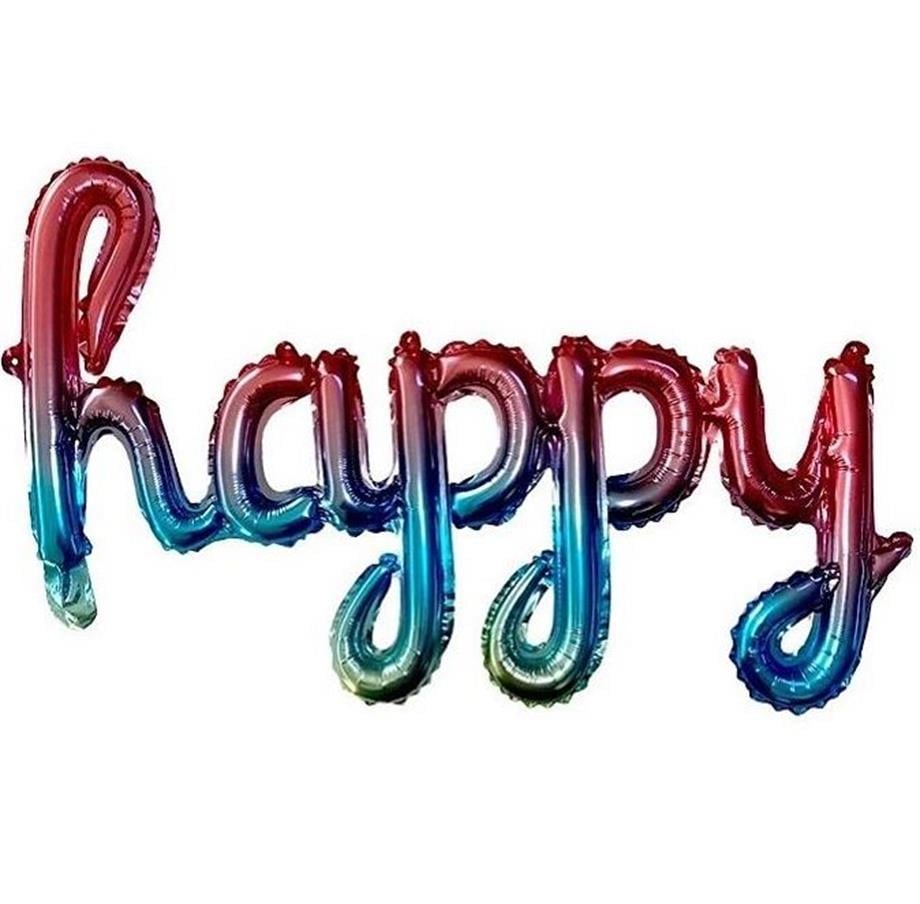 HAPPY RENKLİ  FOLYO BALON 87 X 33 CM