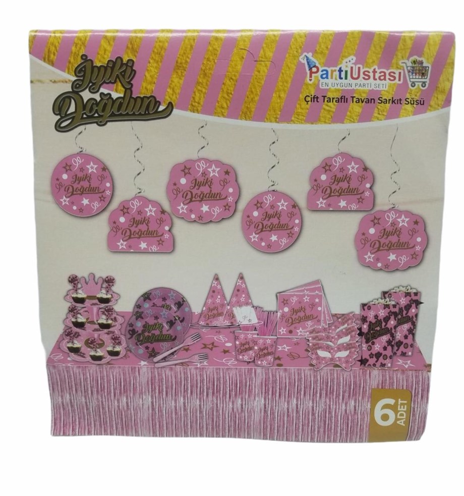  HELEZON SARKIT SÜS İYİ Kİ DOĞDUN PEMBE 6 ADET