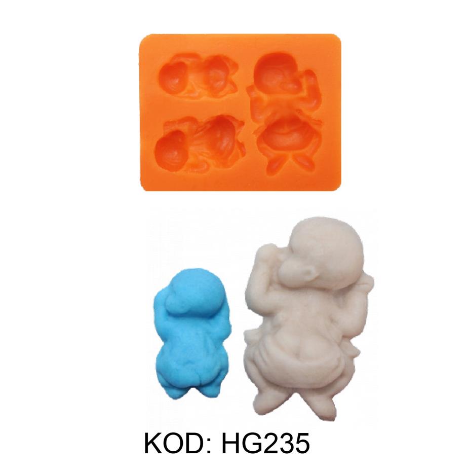  HG-235 3 LÜ YÜZÜSTÜ YATAN BEBEK SİLİKON KALIP 6.5 X 7.5cm
