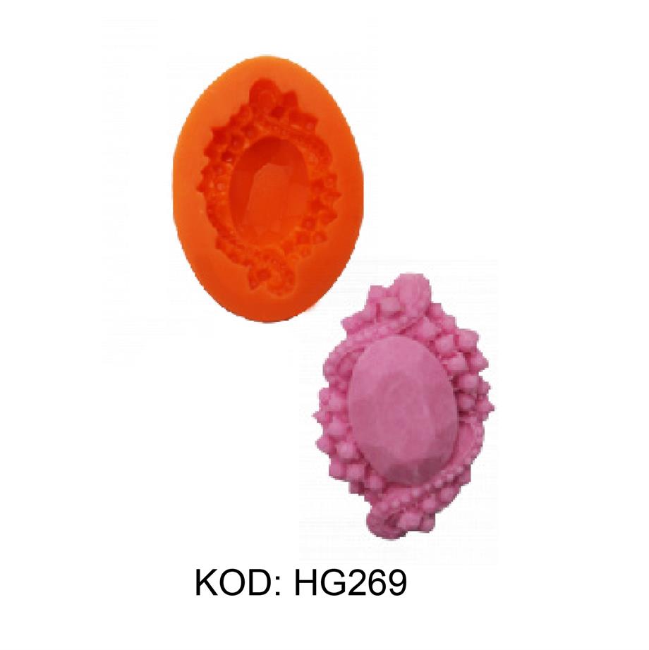  HG-269 TAŞLI BROŞ SİLİKON KALIP 6 X 4cm