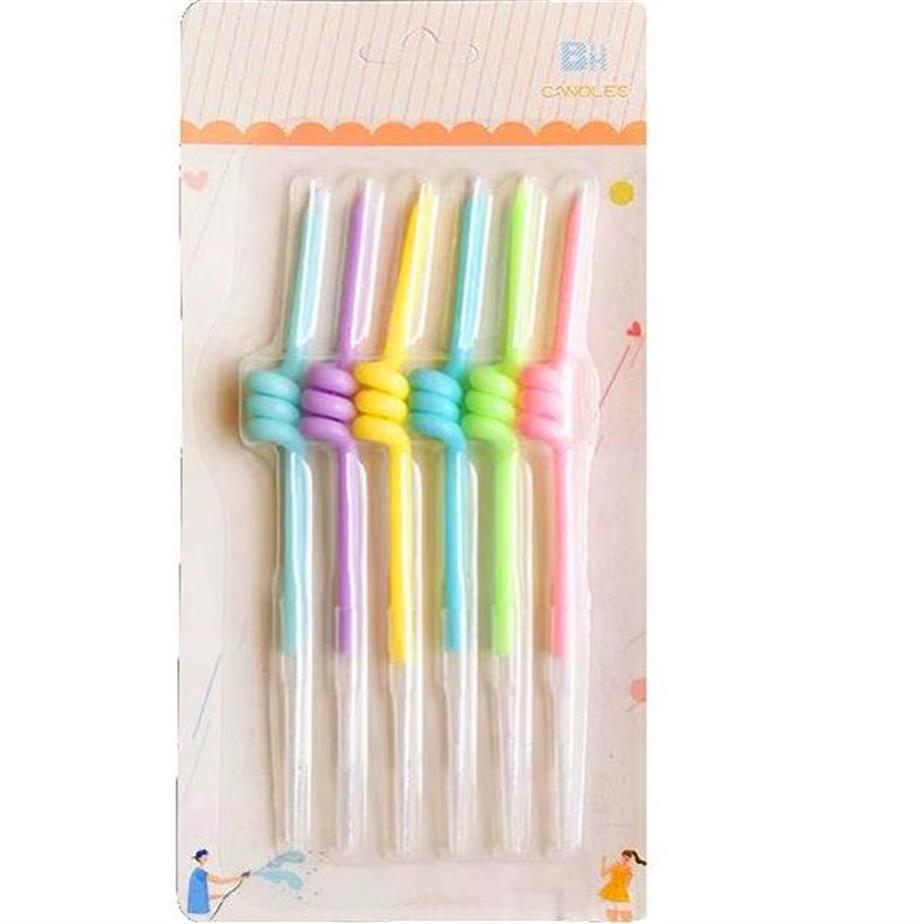  MAKARON RENKLİ KIVRIMLI MUM 6 ADET