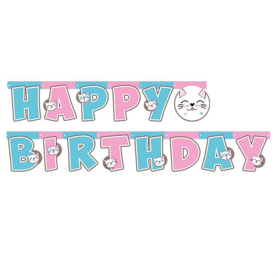  MISS CAT HAPPY BIRTHDAY BANNER SET 2.10 m