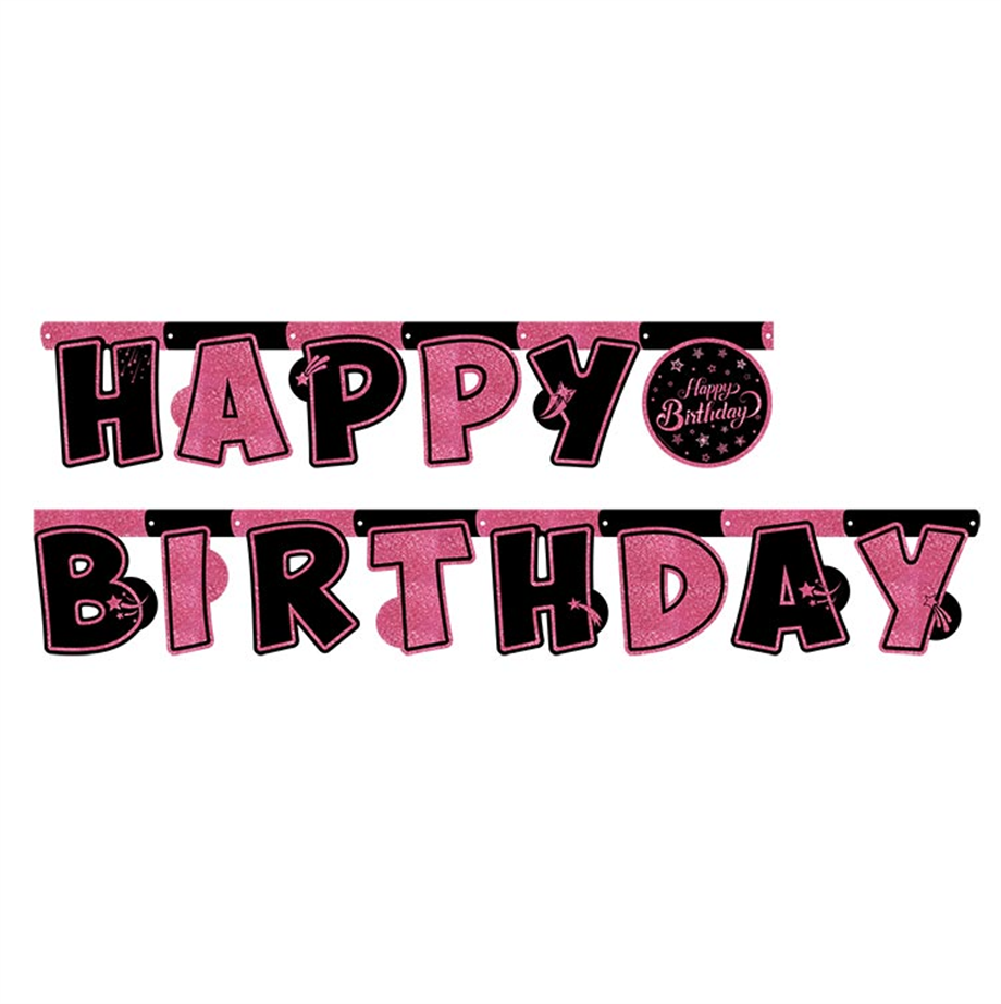  PINK STAR BIRTHDAY HAPPY BIRTHDAY BANNER 2.10 MT