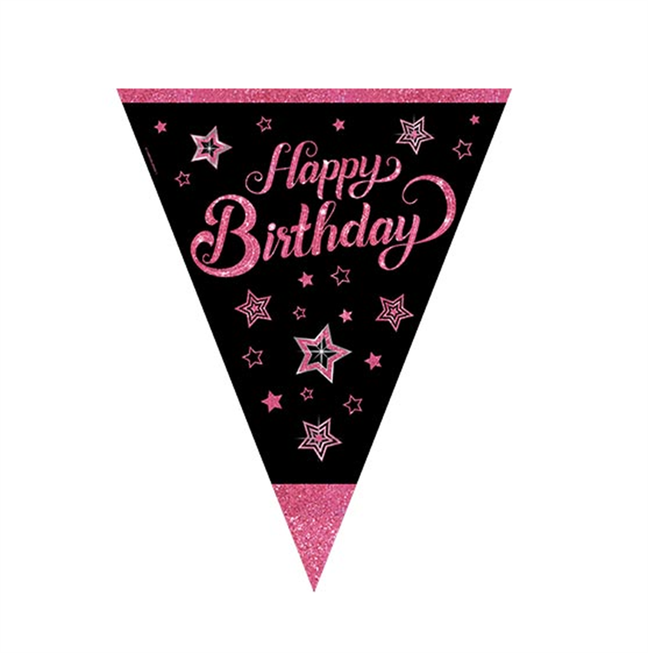  PINK STAR BIRTHDAY LİSANSLI BAYRAK SET