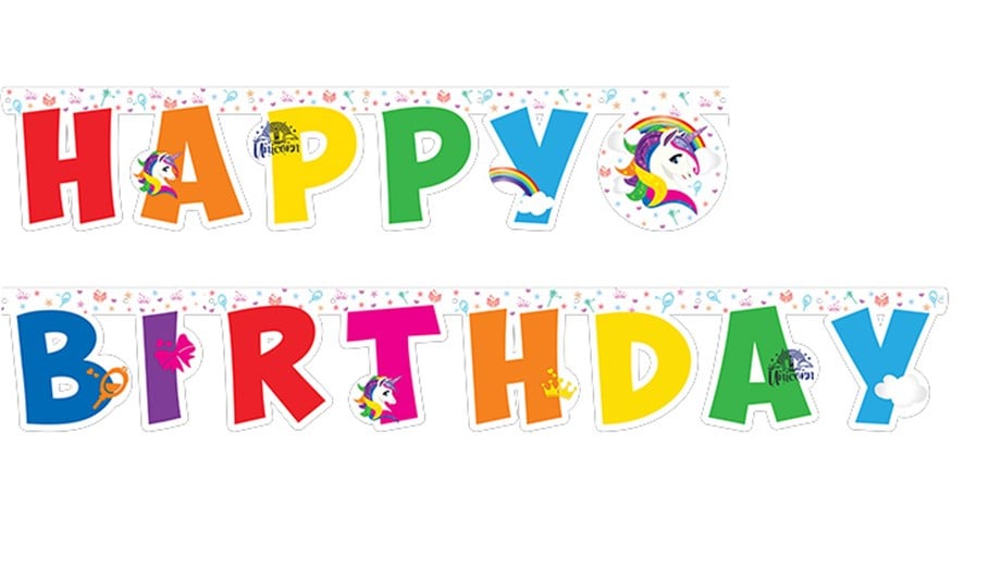 RAINBOW UNICORN HAPPY BIRTHDAY BANNER (2,10m)