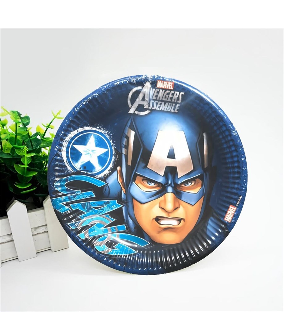  TABAK CAPTAIN AMERİCA 23 CM 8 ADET LİSANSLI