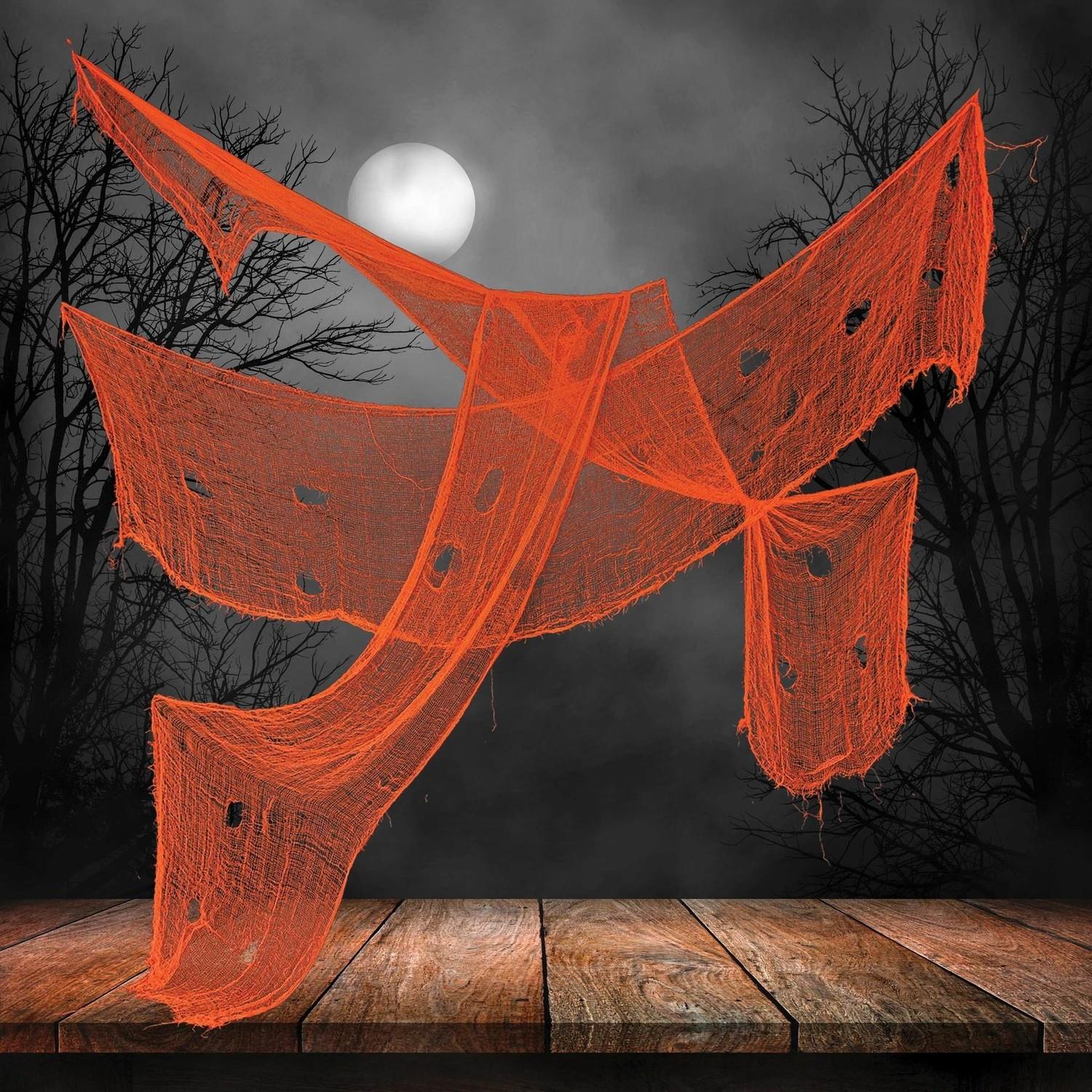  TURUNCU DEKOR TÜLBENT PERDE 72X190 CM A027 HALLOWEEN ÜRPERTİCİ PERDE