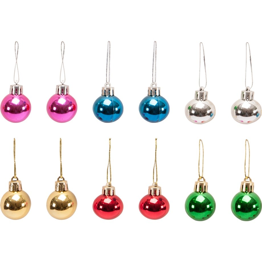  YB3CM-MIX3 ASORTİ AĞAÇ SÜSLEME TOPLARI 3 CM 12Lİ YILBAŞI