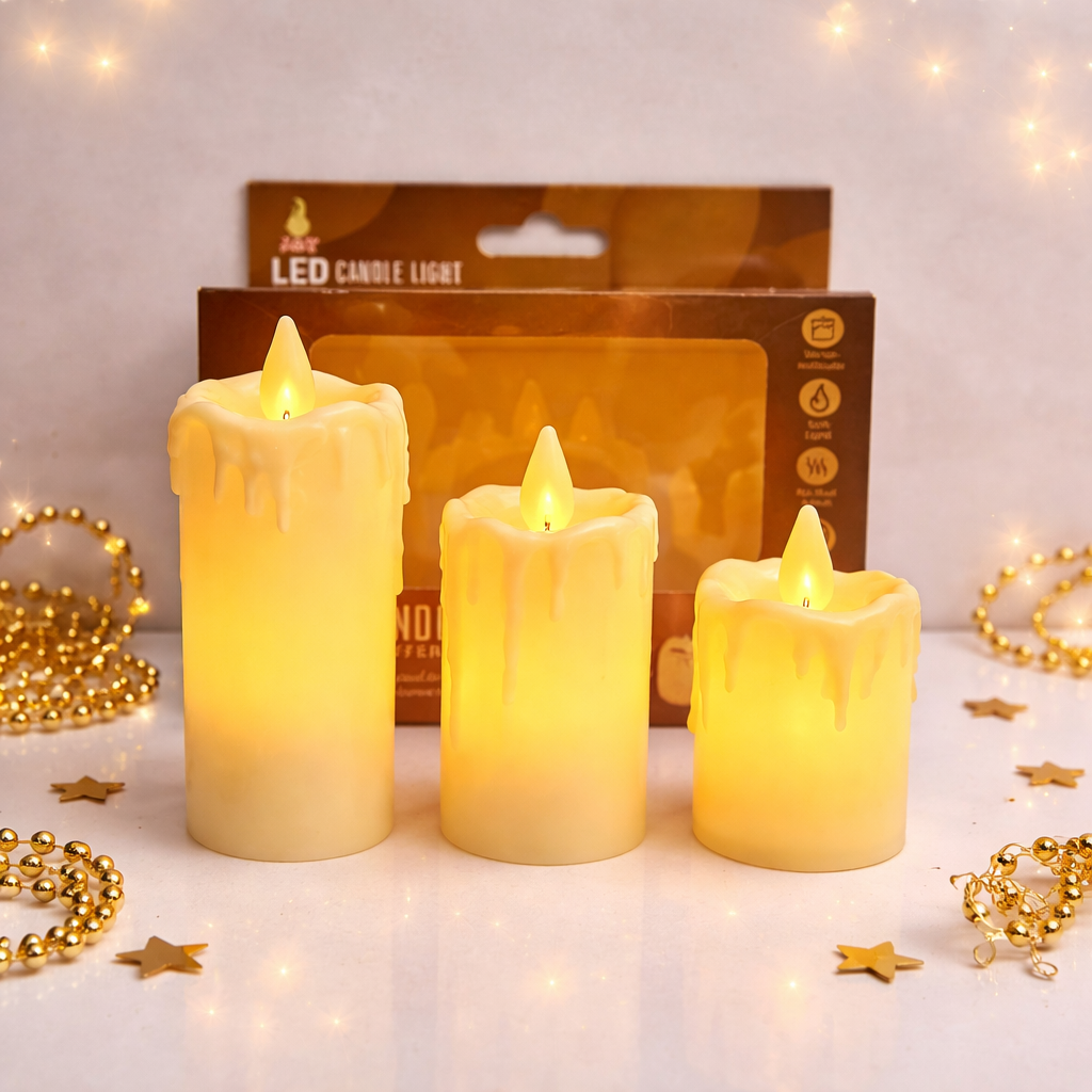 3 LÜ LED MUM KREM RENK CARNAVAL