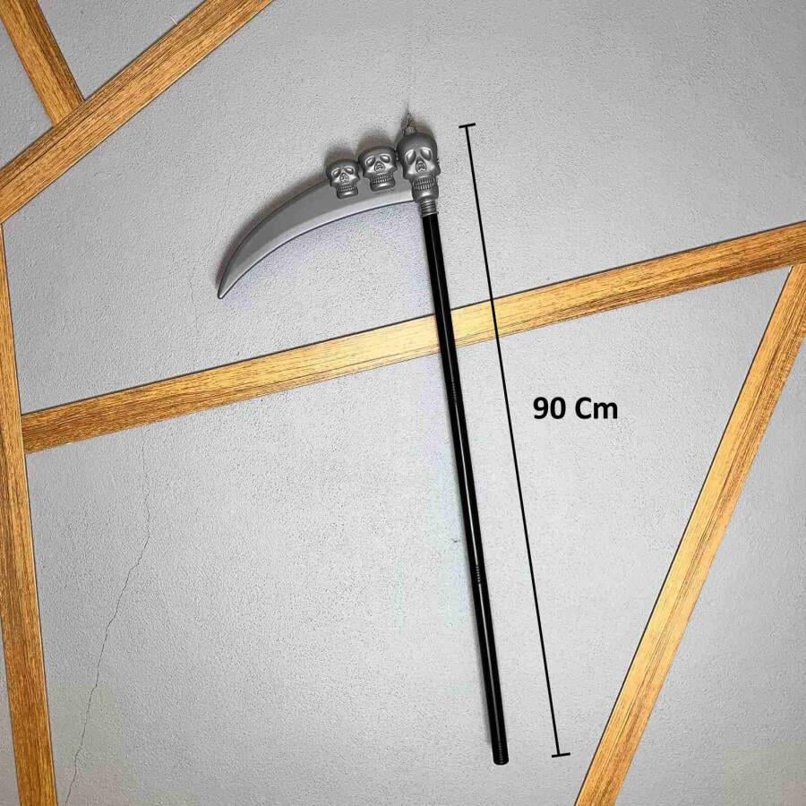 HALLOWEEN AZRAİL ORAĞI KURU KAFALI GEÇMELİ MODEL 90 CM