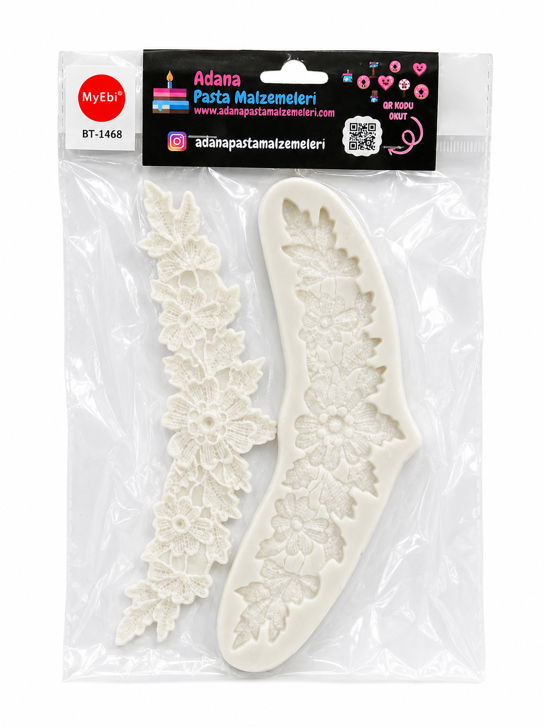 BT-1468 ÇİÇEKLİ BORDÜR DESEN SİLİKON KALIP 19 CM X 5 CM