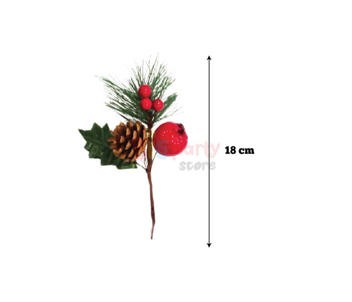 YILBAŞI ÇAM DALI BERRYLİ KOZALAKLI ELMALI 18 CM YLB-BRS-1734