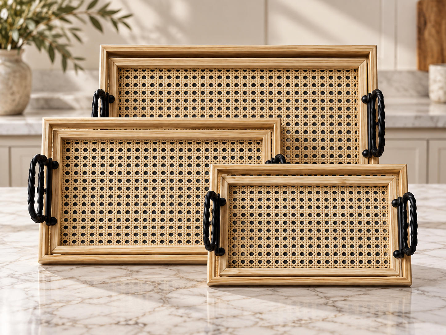 ERT-BMB-208 MODERN DESENLİ KULPLU BAMBU TEPSİ 3LÜ SET 30x40 CM 25x35 CM 20x30 CM