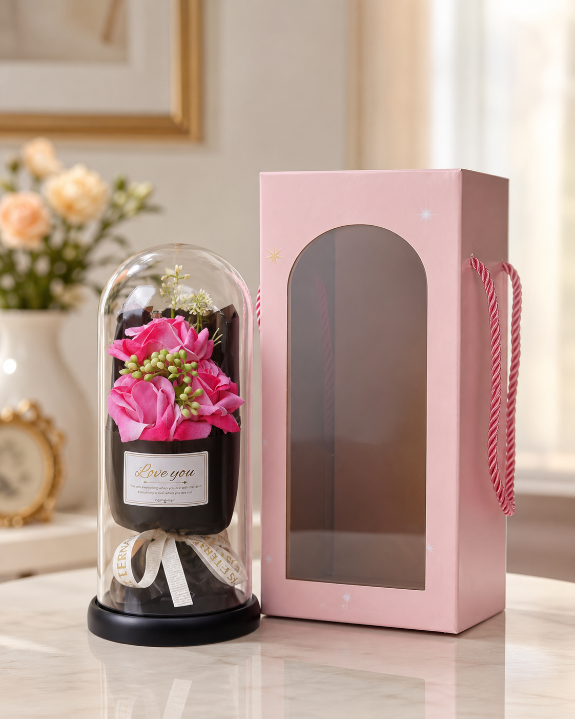 ERT-GFT-402 CRYSTAL LOVE SERİSİ GÜL FANUS 11 CM X 21 CM