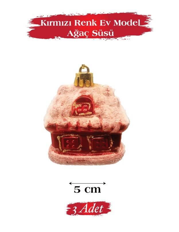 BRS-3659 YILBAŞI AĞAÇ SÜSÜ EV MODEL 6 CM 3 LÜ