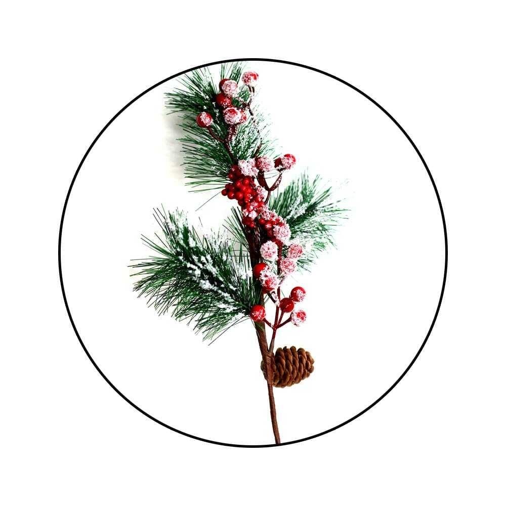 ORC-STK-24151 YAPAY ÇİÇEK KARLI - KIRMIZI KOKİNA KOZALAK 50 CM