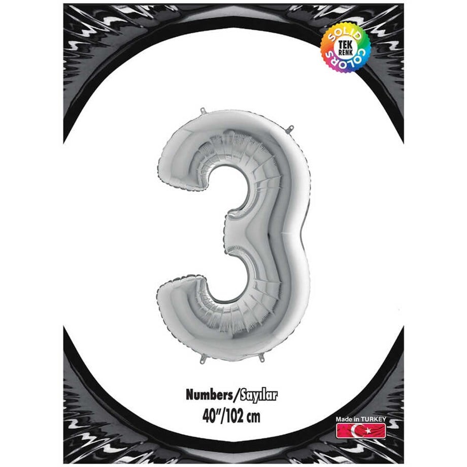 3 GÜMÜŞ 40 INCH FOLYO BALON  KİKA 0896 | AdanaPastaMalzemeleri.com 3 GÜMÜŞ 40 INCH FOLYO BALON  KİKA 0896