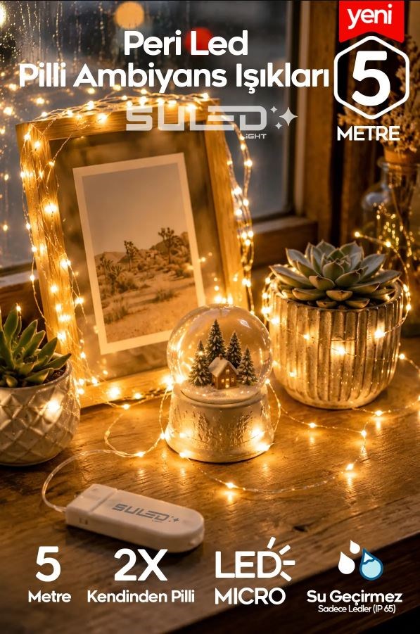 LED PERİ 5 METRE GÜN IŞIĞI SULED YASSI PİL