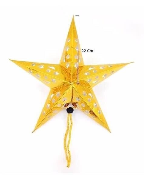 KARTON YILDIZ 3D HELOGRAMLI 22 CM ALTIN BRS-4041