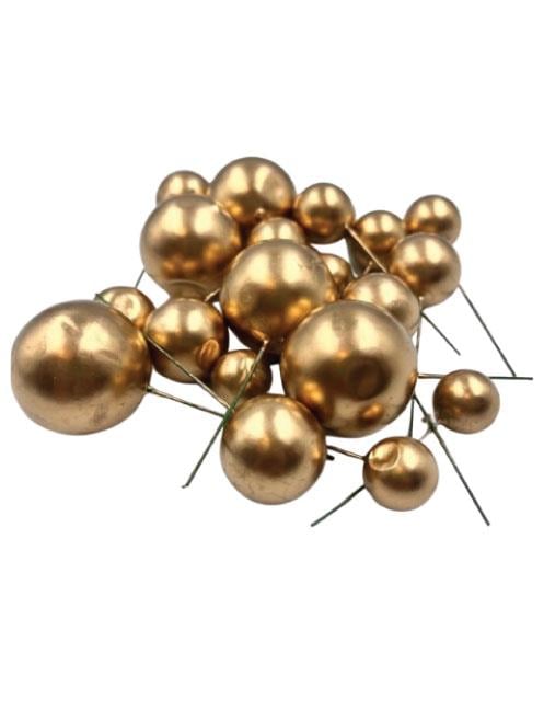 ERT-TOP-104 GOLD PASTA ÜSTÜ DEKORASYON TOPLARI 20 ADET