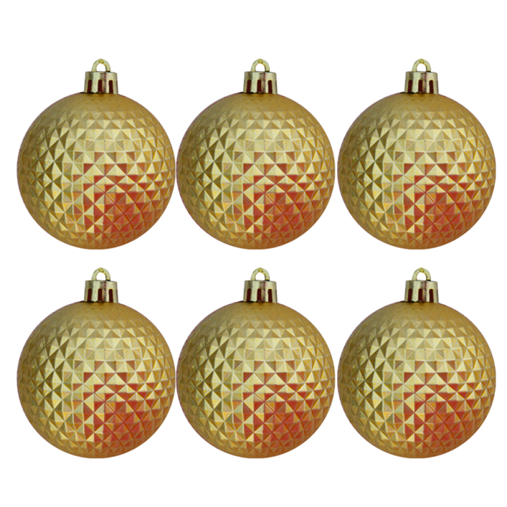 YILBAŞI 6 CM AĞAÇ SÜSLEME TOPU MAT GOLD 6 LI 2006377-A