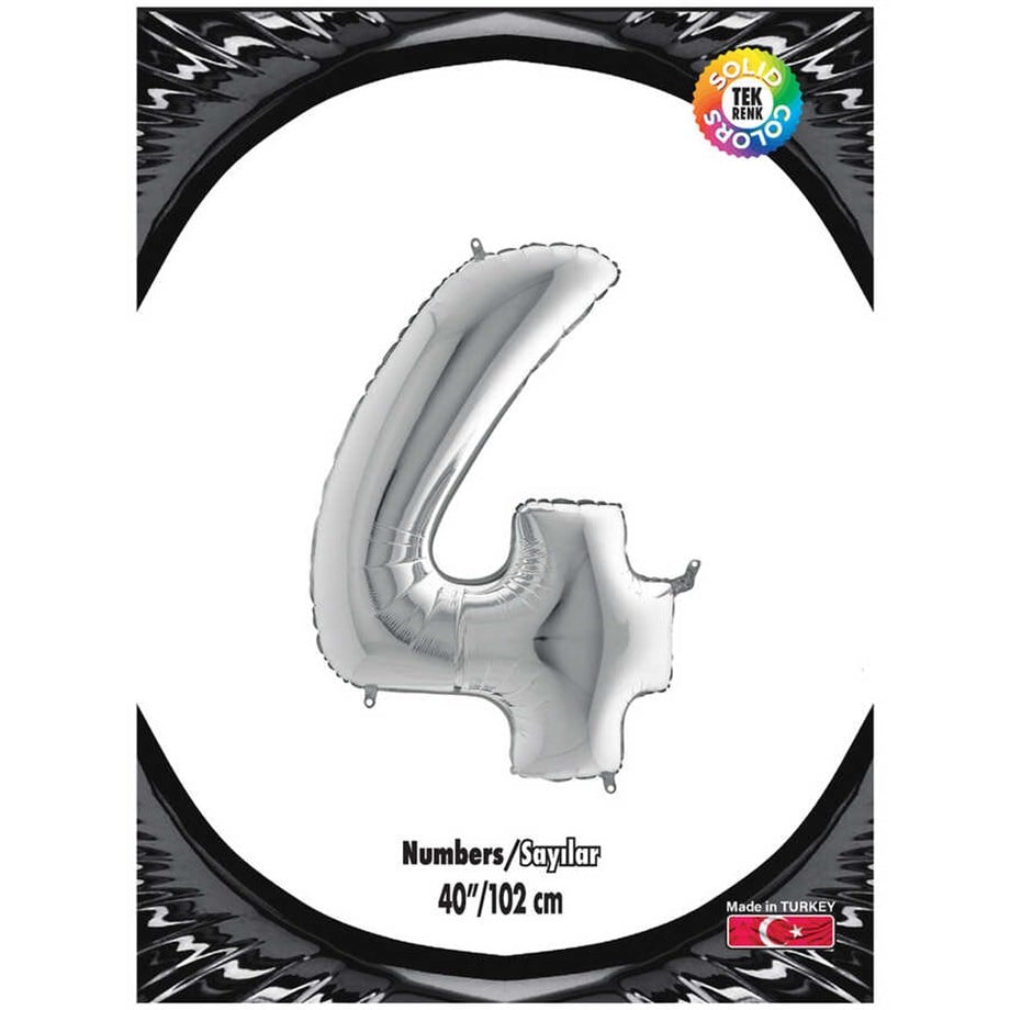 4 GÜMÜŞ 40 INCH FOLYO BALON  KİKA 089 | AdanaPastaMalzemeleri.com 4 GÜMÜŞ 40 INCH FOLYO BALON  KİKA 089