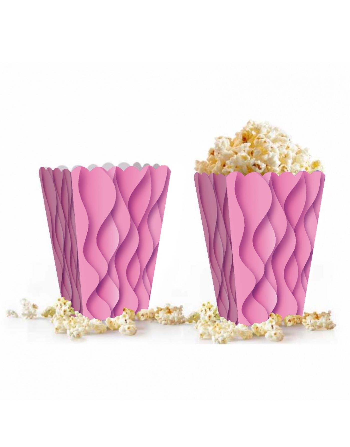 POPCORN KUTUSU DALGALI PEMBE 8 Lİ