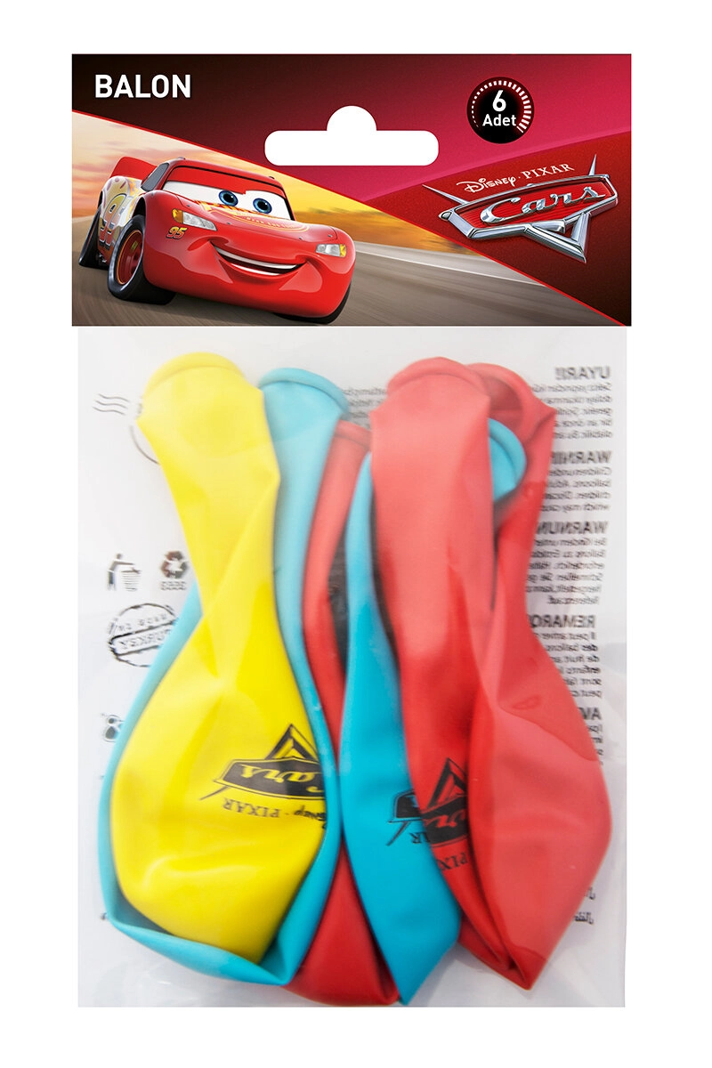 12 INCH CARS LİSANSLI BASKILI 6 ADET BALONEVİ