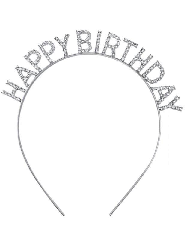 ERT-TAC-102-GMS TAÇ METAL TAŞLI HAPPY BIRTHDAY GÜMÜŞ