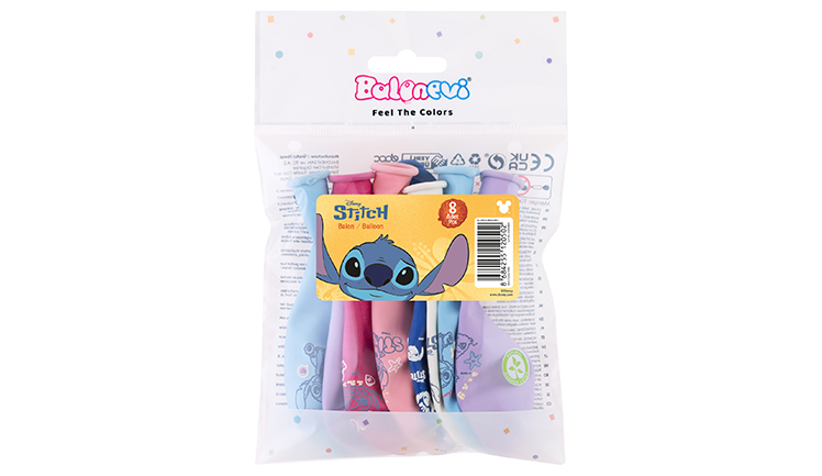 STITCH RENKLİ BASKILI 12'' PASTEL BALON 8 Lİ BALONEVİ