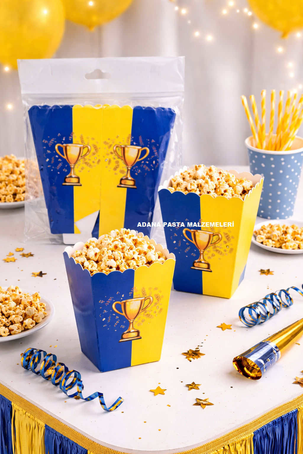 POPCORN KUTU LACİVERT-SARI 8 ADET