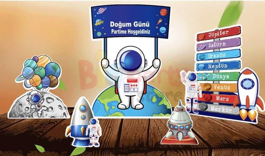 UZAY TEMALI DEKORATİF PANO MASA ÜSTÜ SET 3 LÜ