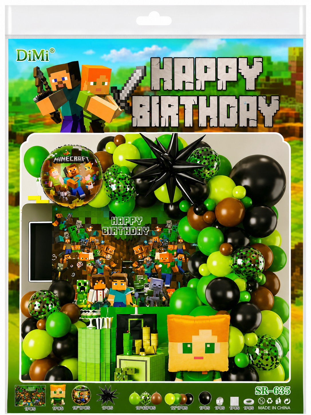 MINECRAFT ADVENTURE PARTYBOX XL DOĞUM GÜNÜ FULL SET