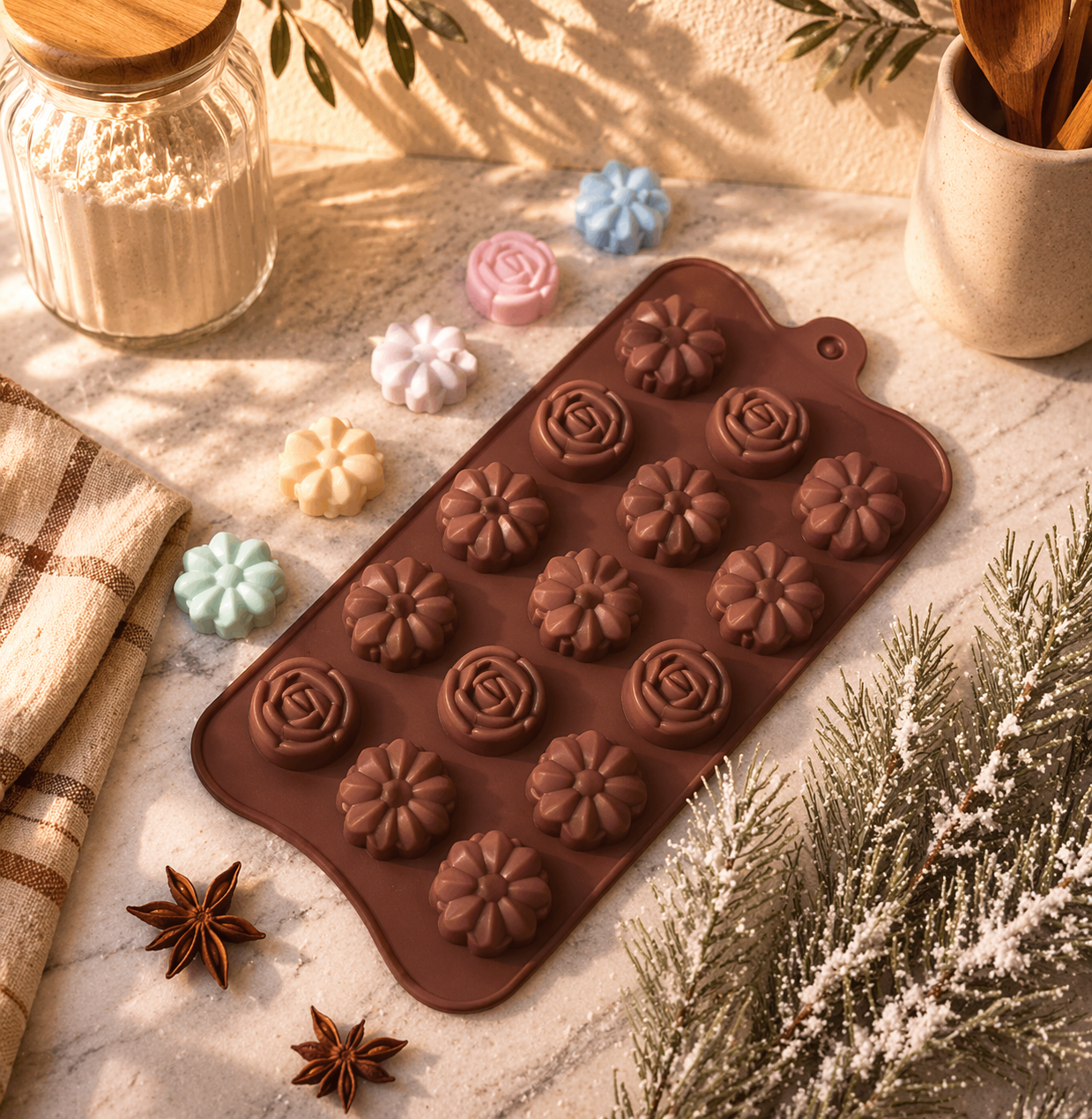 ÇİKOLATA KALIBI - SİLİKON - KARIŞIK KURABİYE SCK-32