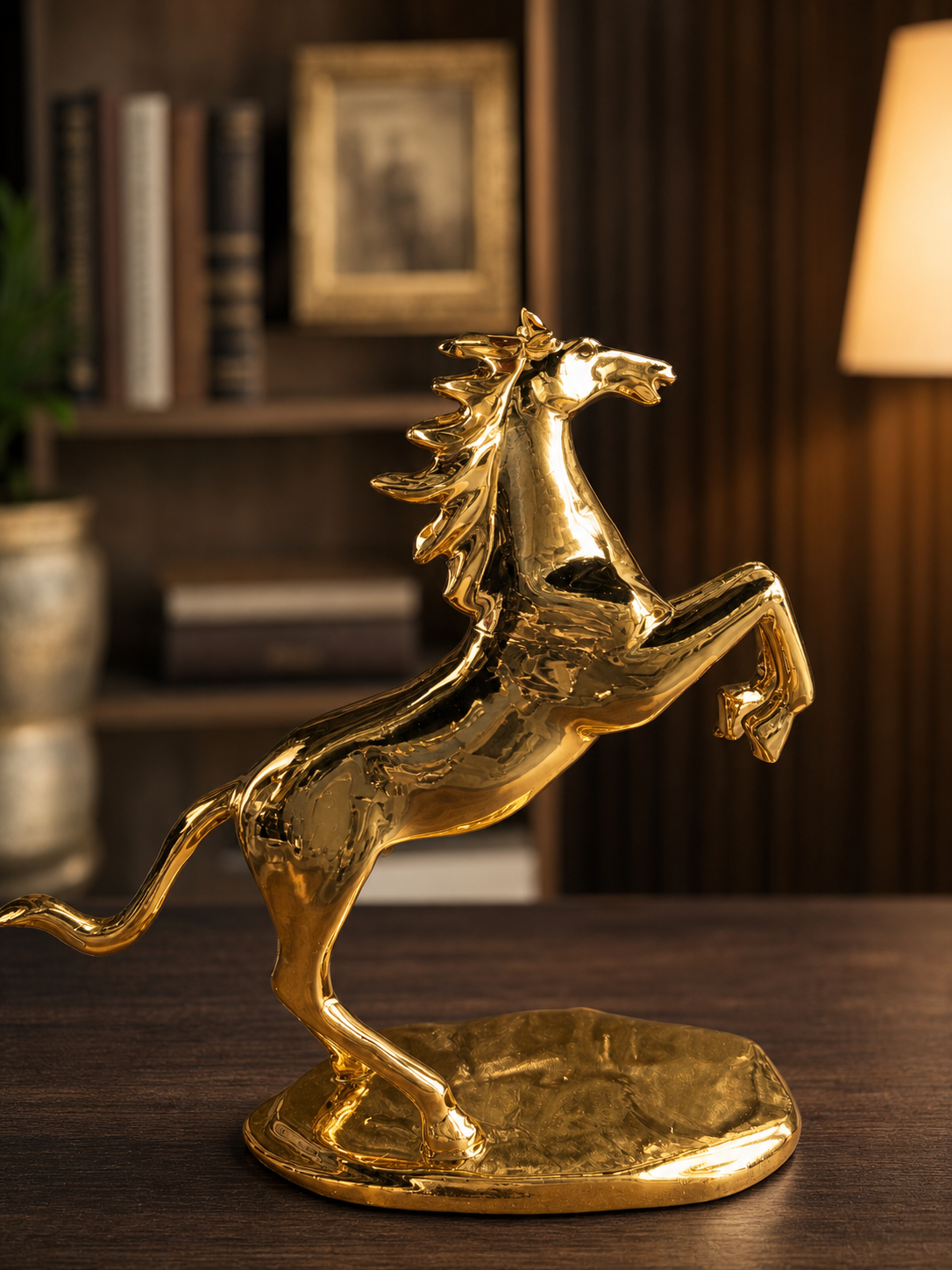 ERT-GFT-302 ROYAL LUXRY SERİSİ ŞAHA KALKAN AT GOLD HEYKEL 26 X 26 CM