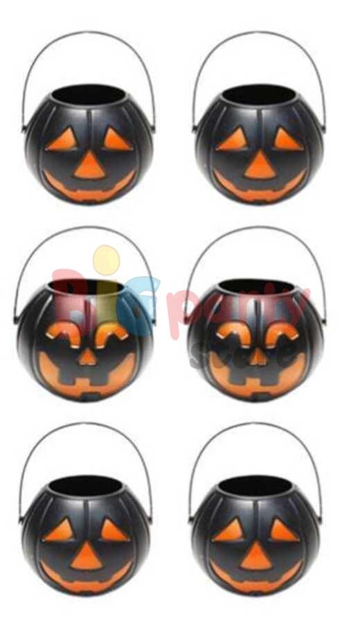 HALLOWEEN BALKABAĞI KOVA MUMLUK SİYAH 6 CM 6 ADET