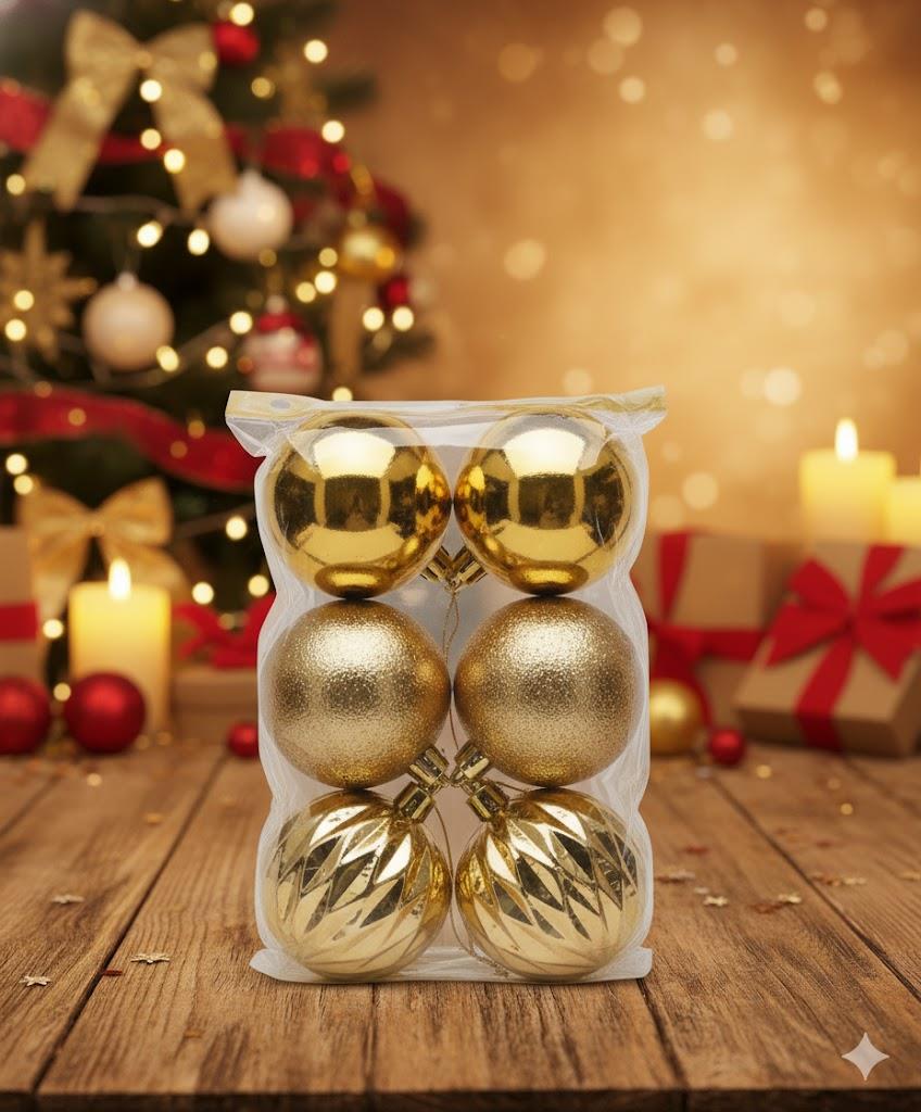 ERT-YIL-25311-GLD YILBAŞI TOP GOLD 8 CM 6 ADET OPP