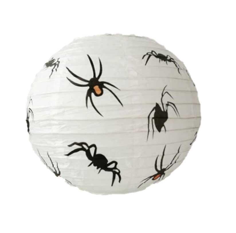 HALLOWEEN ÖRÜMCEK AĞ BASKILI BEYAZ JAPON FENERİ 30CM BRS-1445